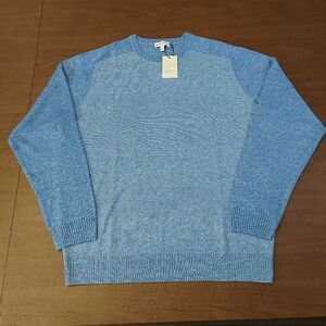 Peter Millar Stafford Saddle Shoulder Crewneck Sweater Blue MS24S51 Men's Large